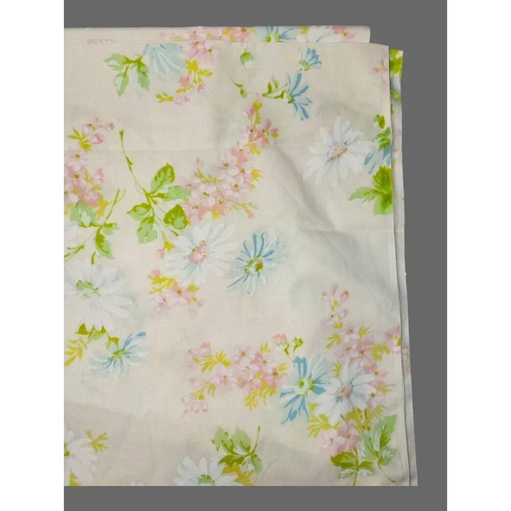 Vtg 70s-80s Springmaid Wondercale Floral Daisies Twin Flat Sheet Clean Retro